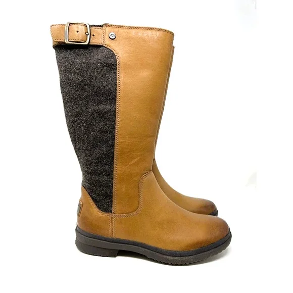 UGG Janina Chestnut Leather Waterproof Riding Boots - Size 6.5 - New #1018472 - Picture 4 of 13